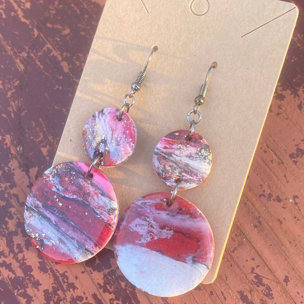 Marbled polymer clay earrings